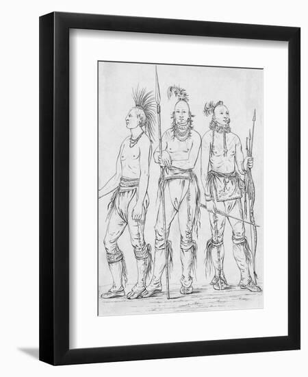 Three Osage Warriors-George Catlin-Framed Giclee Print