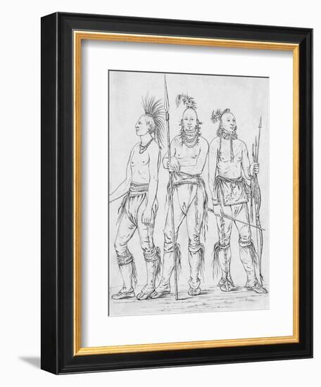 Three Osage Warriors-George Catlin-Framed Giclee Print