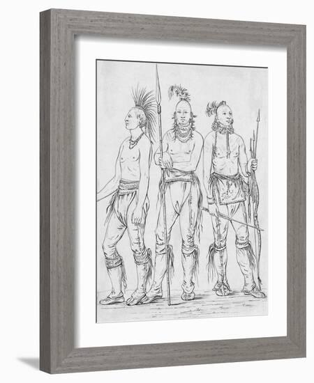 Three Osage Warriors-George Catlin-Framed Giclee Print