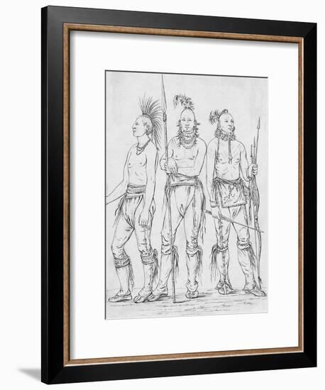 Three Osage Warriors-George Catlin-Framed Giclee Print