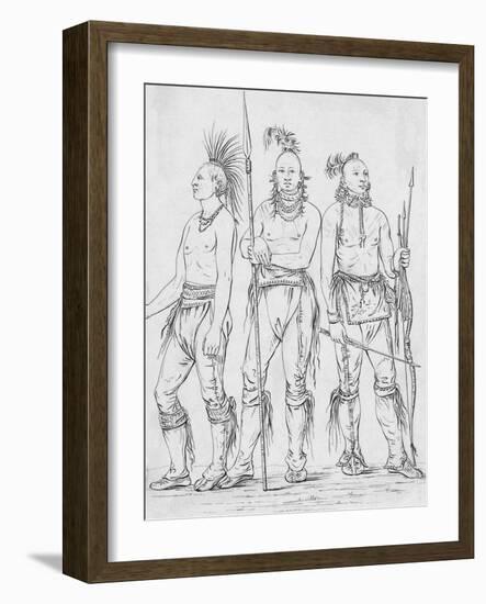Three Osage Warriors-George Catlin-Framed Giclee Print