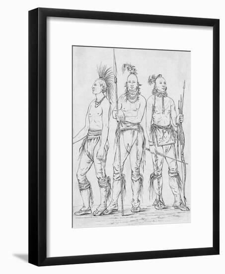 Three Osage Warriors-George Catlin-Framed Giclee Print