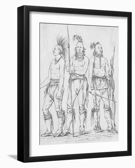 Three Osage Warriors-George Catlin-Framed Giclee Print