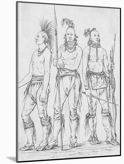Three Osage Warriors-George Catlin-Mounted Giclee Print