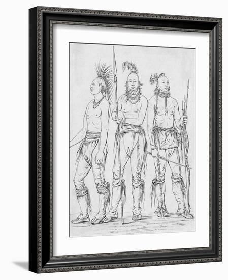 Three Osage Warriors-George Catlin-Framed Giclee Print