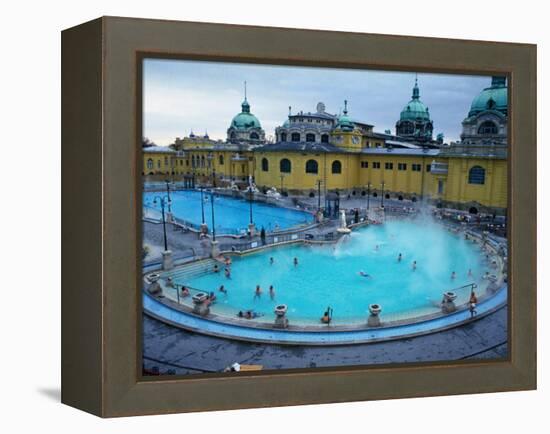 Three Outdoor Naturally Heated Pools and Several Indoor Pools at Szechenyi Baths, Budapest, Hungary-David Greedy-Framed Premier Image Canvas