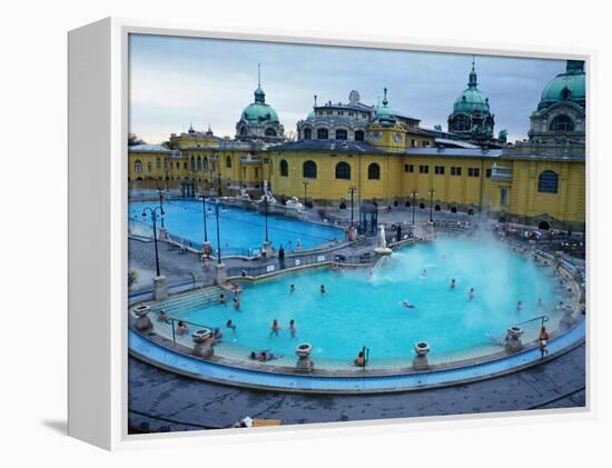 Three Outdoor Naturally Heated Pools and Several Indoor Pools at Szechenyi Baths, Budapest, Hungary-David Greedy-Framed Premier Image Canvas