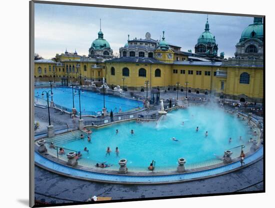 Three Outdoor Naturally Heated Pools and Several Indoor Pools at Szechenyi Baths, Budapest, Hungary-David Greedy-Mounted Photographic Print