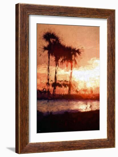 Three Palms - In the Style of Oil Painting-Philippe Hugonnard-Framed Giclee Print