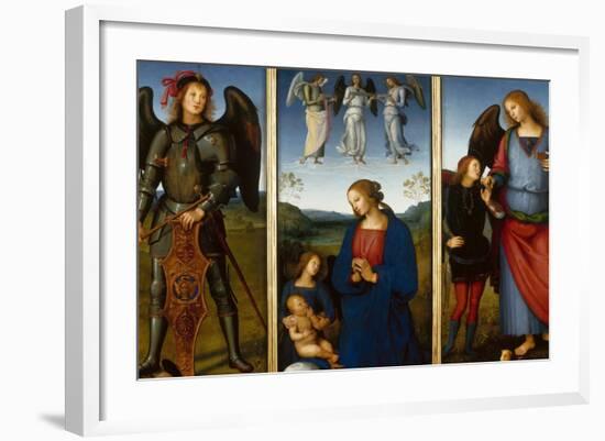 Three Panels from an Altarpiece, Certosa, C. 1500-Perugino-Framed Giclee Print