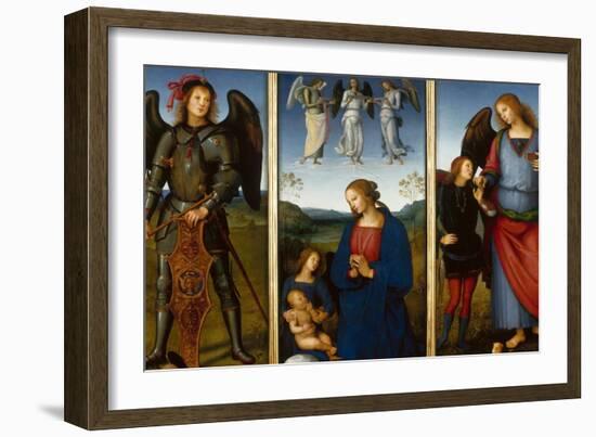 Three Panels from an Altarpiece, Certosa, C. 1500-Perugino-Framed Giclee Print