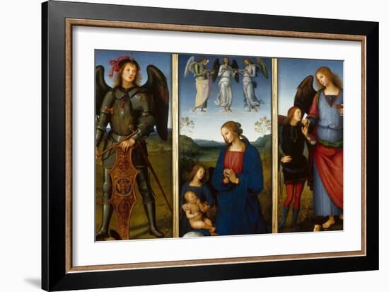 Three Panels from an Altarpiece, Certosa, C. 1500-Perugino-Framed Giclee Print