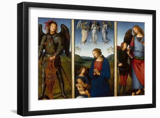 Three Panels from an Altarpiece, Certosa, C. 1500-Perugino-Framed Giclee Print