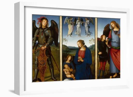 Three Panels from an Altarpiece, Certosa, C. 1500-Perugino-Framed Giclee Print