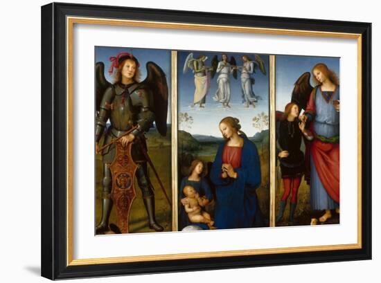 Three Panels from an Altarpiece, Certosa, C. 1500-Perugino-Framed Giclee Print