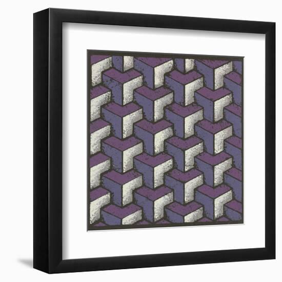 Three Part Tumbling Blocks - Plum-Susan Clickner-Framed Giclee Print