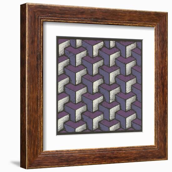 Three Part Tumbling Blocks - Plum-Susan Clickner-Framed Giclee Print