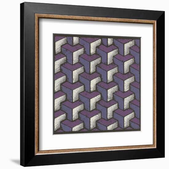 Three Part Tumbling Blocks - Plum-Susan Clickner-Framed Giclee Print