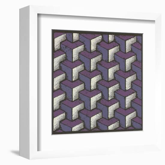 Three Part Tumbling Blocks - Plum-Susan Clickner-Framed Giclee Print