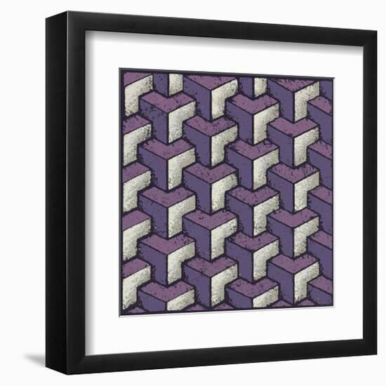 Three Part Tumbling Blocks (Purple)-Susan Clickner-Framed Giclee Print