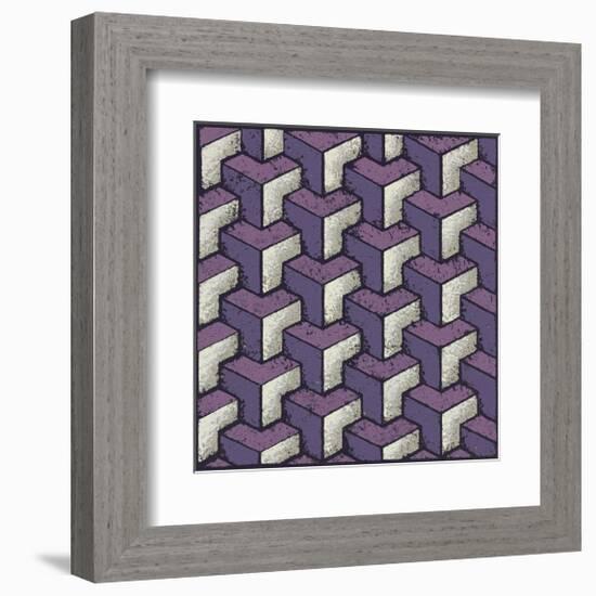 Three Part Tumbling Blocks (Purple)-Susan Clickner-Framed Giclee Print