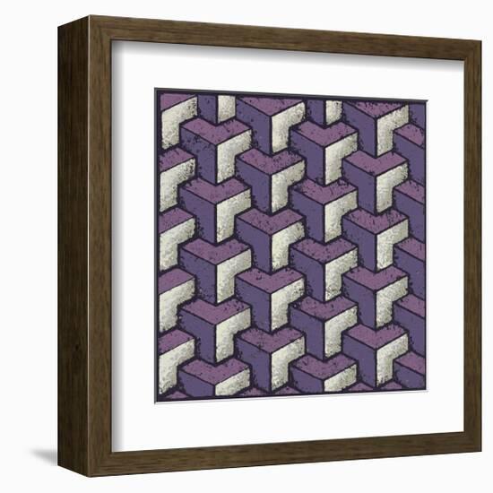 Three Part Tumbling Blocks (Purple)-Susan Clickner-Framed Giclee Print