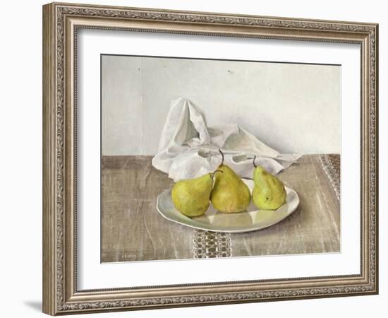 Three Pears on a Plate, Still Life, 1990-Arthur Easton-Framed Giclee Print