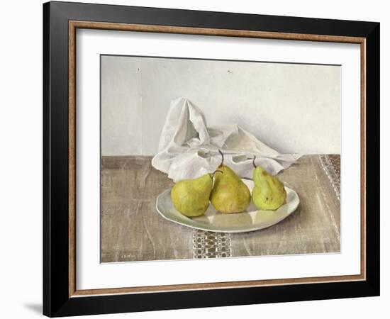 Three Pears on a Plate, Still Life, 1990-Arthur Easton-Framed Giclee Print