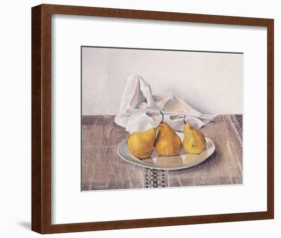 Three Pears on a Plate-Arthur Easton-Framed Art Print