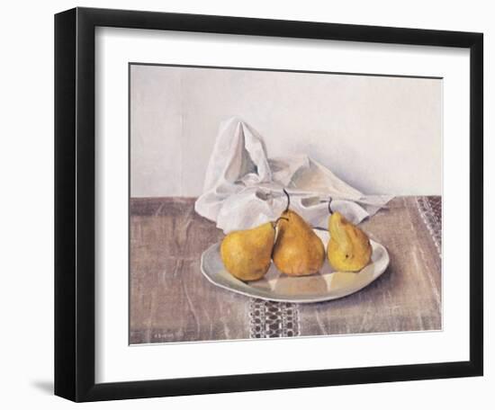 Three Pears on a Plate-Arthur Easton-Framed Art Print