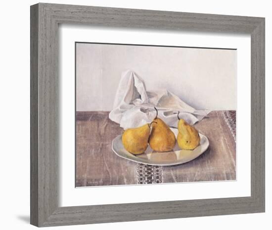 Three Pears on a Plate-Arthur Easton-Framed Art Print