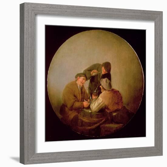 Three Peasants Drinking and Smoking in an Interior-Adriaen Jansz. Van Ostade-Framed Giclee Print