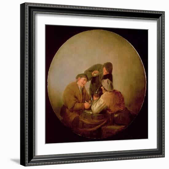 Three Peasants Drinking and Smoking in an Interior-Adriaen Jansz. Van Ostade-Framed Giclee Print