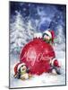 Three penguins with Christmas Bauble-MAKIKO-Mounted Giclee Print