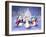 Three Penguins with Christmas Tree-MAKIKO-Framed Giclee Print