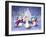 Three Penguins with Christmas Tree-MAKIKO-Framed Giclee Print