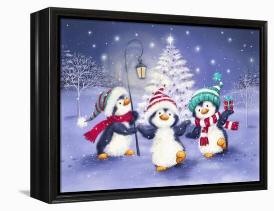 Three Penguins with Christmas Tree-MAKIKO-Framed Premier Image Canvas