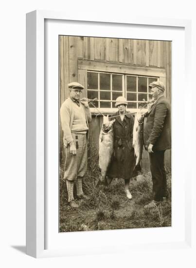 Three People with Two Fish-null-Framed Art Print