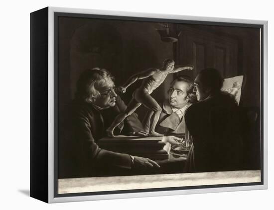 Three Persons Viewing the Gladiator by Candlelight, Engraved by William Pether, 1769-Joseph Wright of Derby-Framed Premier Image Canvas