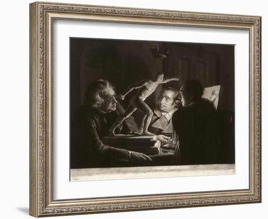 Three Persons Viewing the Gladiator by Candlelight, Engraved by William Pether, 1769-Joseph Wright of Derby-Framed Giclee Print