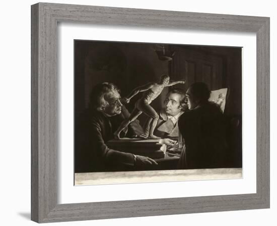 Three Persons Viewing the Gladiator by Candlelight, Engraved by William Pether, 1769-Joseph Wright of Derby-Framed Giclee Print