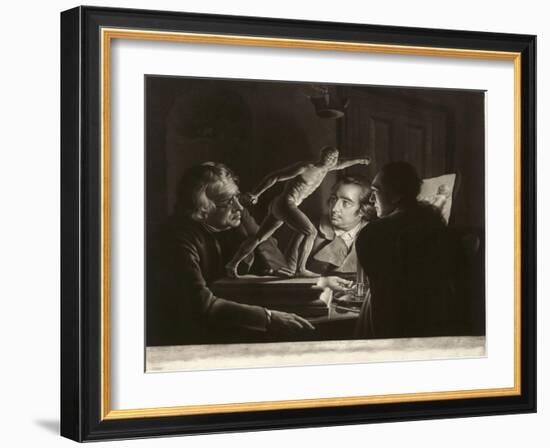 Three Persons Viewing the Gladiator by Candlelight, Engraved by William Pether, 1769-Joseph Wright of Derby-Framed Giclee Print