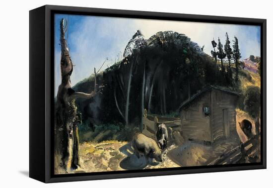 Three Pigs and a Mountain, C.1922-George Wesley Bellows-Framed Premier Image Canvas