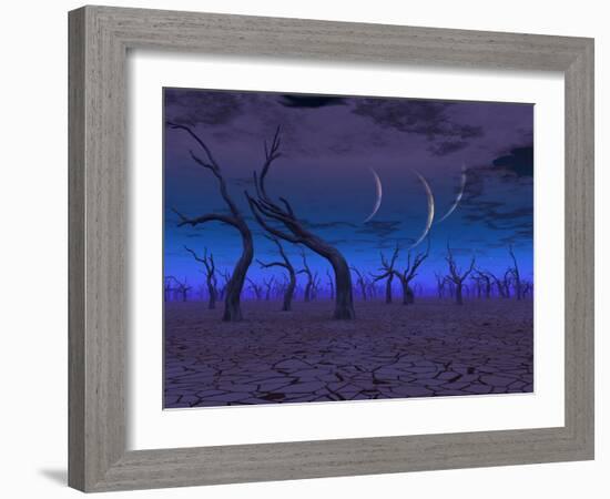 Three Planets Rise Over Dead Lands-rolffimages-Framed Art Print