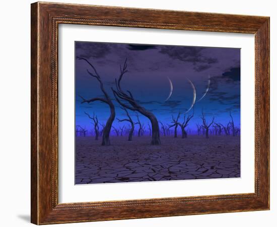 Three Planets Rise Over Dead Lands-rolffimages-Framed Art Print