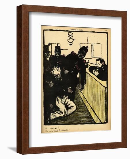 Three Policemen Bring a Man Beaten Black and Blue into the Police Station-F?lix Vallotton-Framed Giclee Print