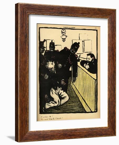 Three Policemen Bring a Man Beaten Black and Blue into the Police Station-F?lix Vallotton-Framed Giclee Print