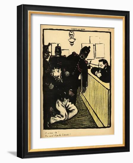 Three Policemen Bring a Man Beaten Black and Blue into the Police Station-F?lix Vallotton-Framed Giclee Print