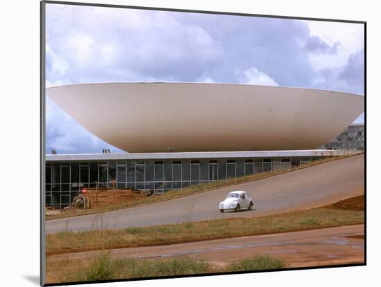 Three Powers Square Building Built by Oscar Niemeyer as Volkwagan drives by-Dmitri Kessel-Mounted Photographic Print