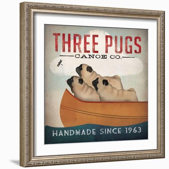 Three Pugs in a Canoe v2-Ryan Fowler-Framed Art Print